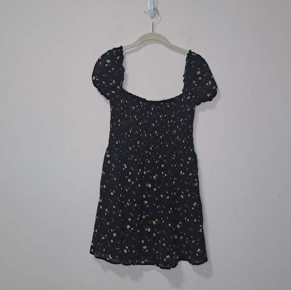 Reformation Venezia smocked bambina mini dress black floral print Small NWOT - Picture 3 of 7